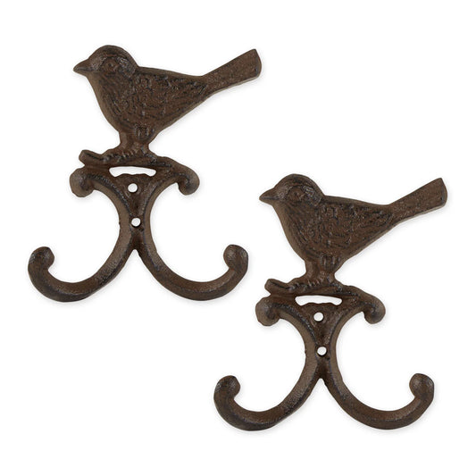 Cast Iron Bird Wall Hooks Set of Two