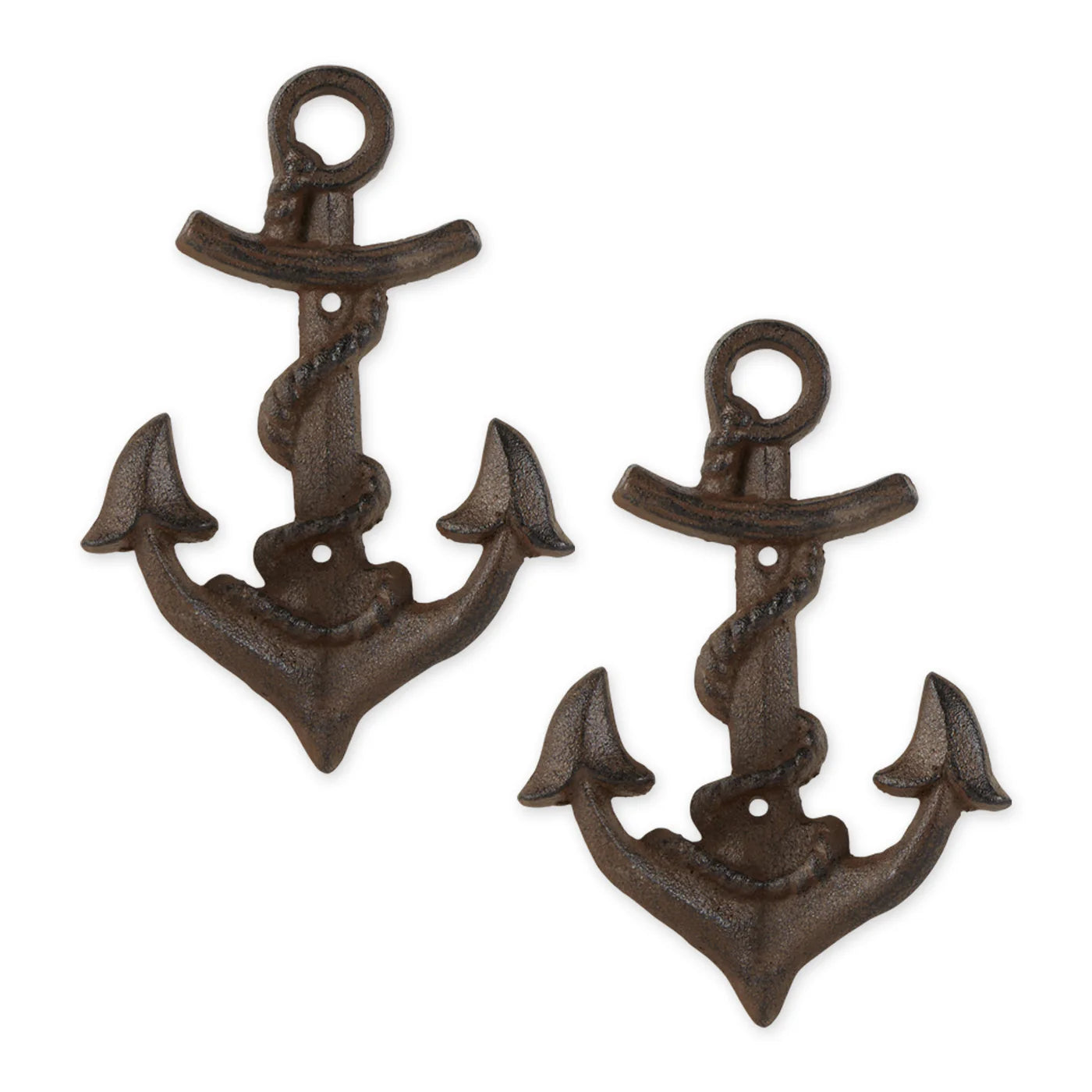 Cast Iron Anchor with Rope Wall Hooks Set of Two