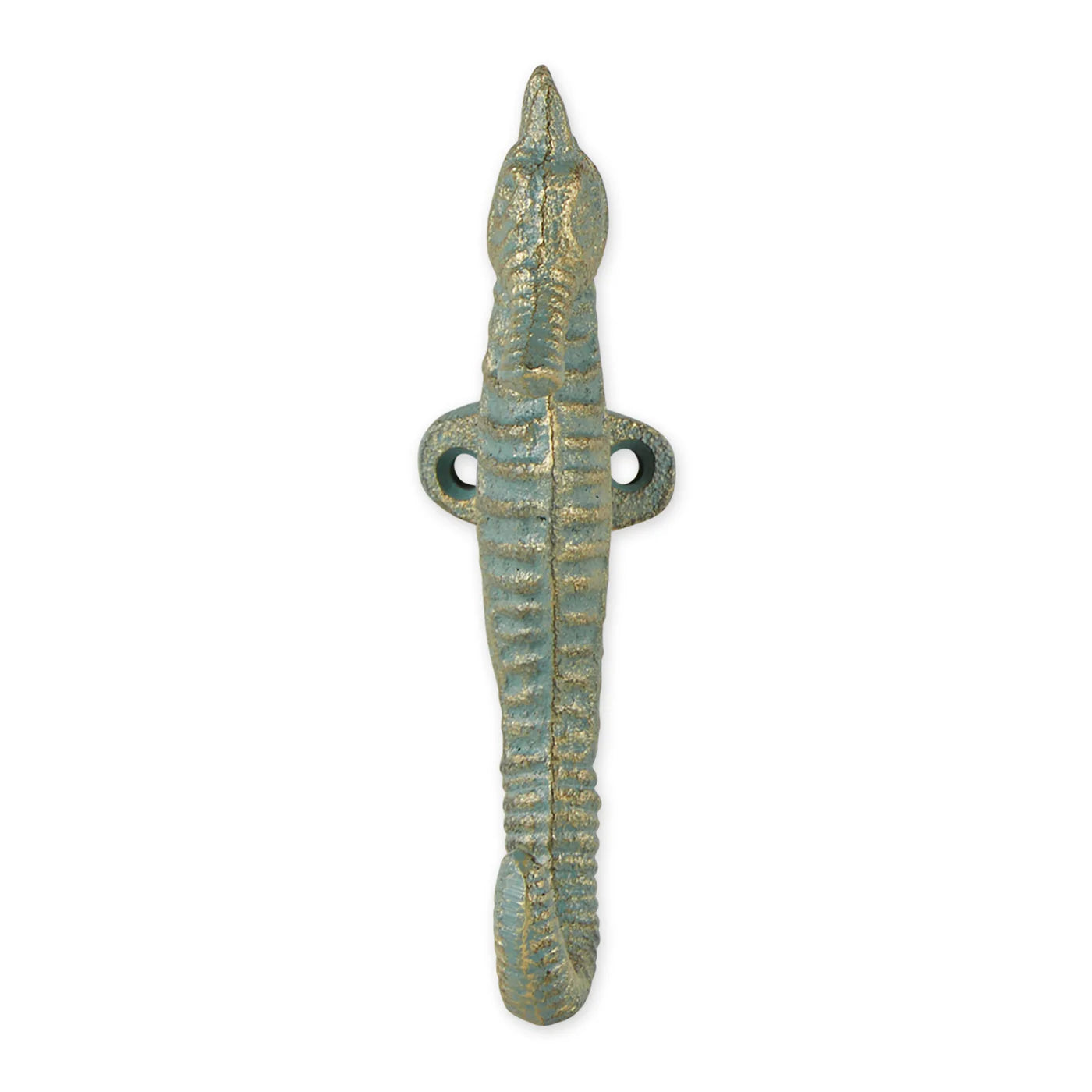 Cast Iron Aquamarine Seahorse Wall Hooks Set of Two