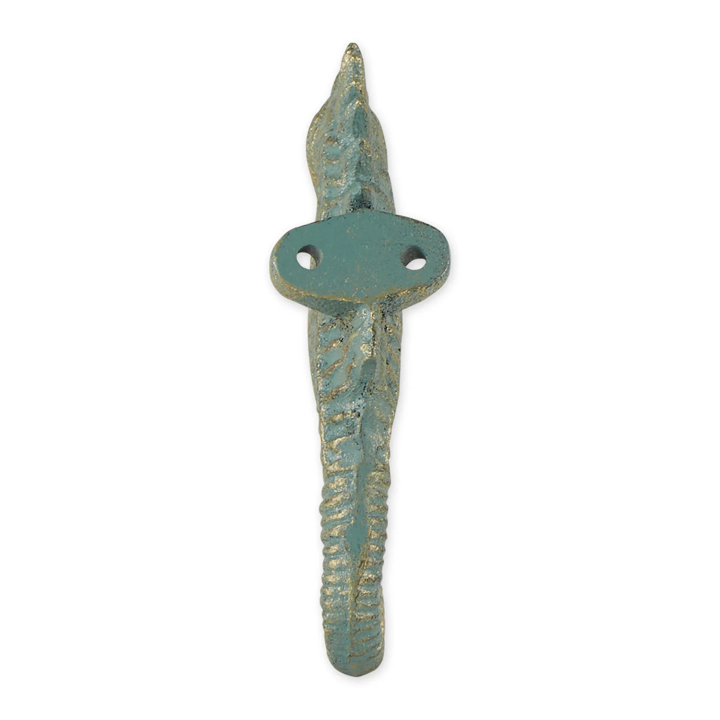 Cast Iron Aquamarine Seahorse Wall Hooks Set of Two