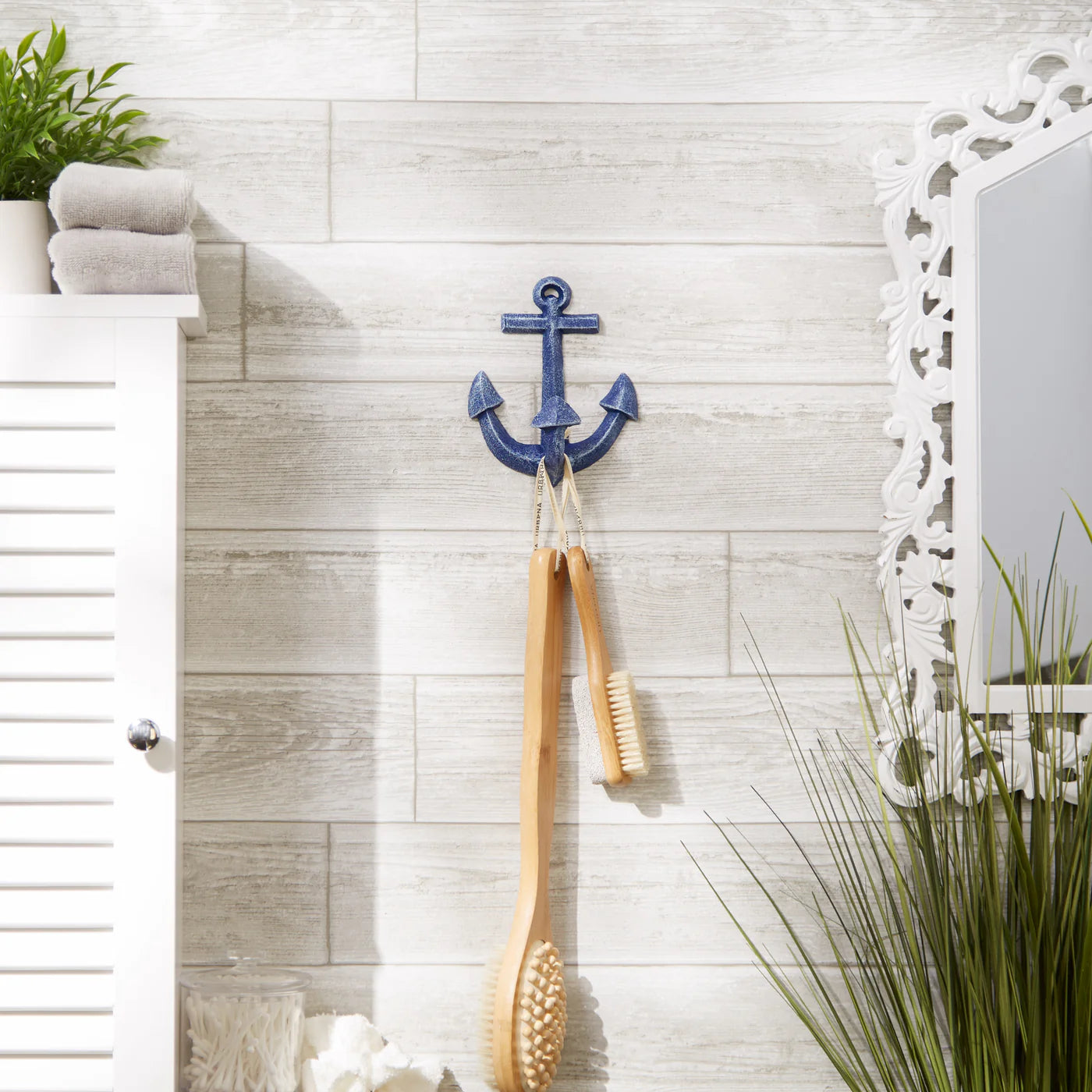 Cast Iron Blue Anchor Wall Hook