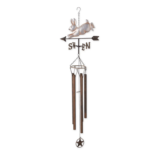 Silver Bunny Weathervane Wind Chime