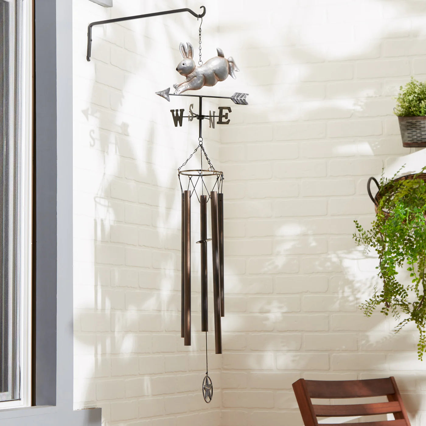 Silver Bunny Weathervane Wind Chime