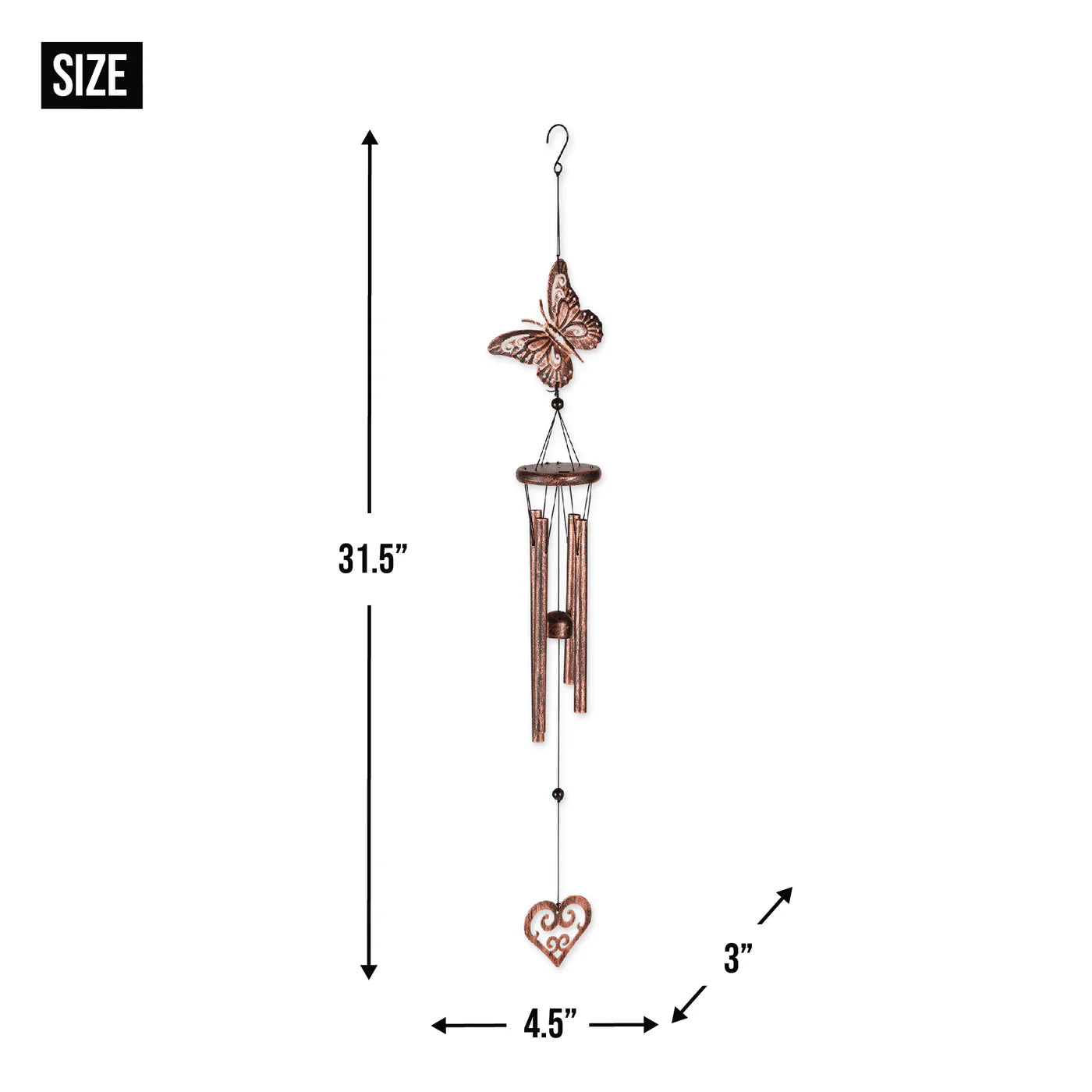 Butterfly and Heart Wind Chime