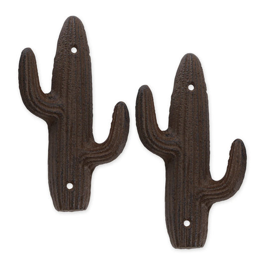 Cast Iron Cactus Wall Hooks Set of Two