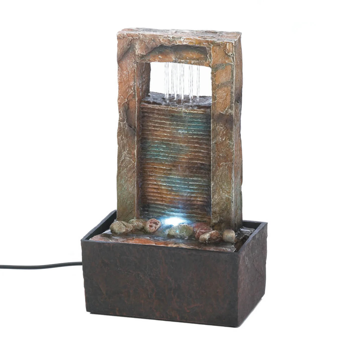 Cascading Water Lighted Tabletop Fountain