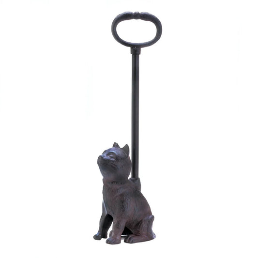 Cast Iron Kitty Cat Door Stop with Handle