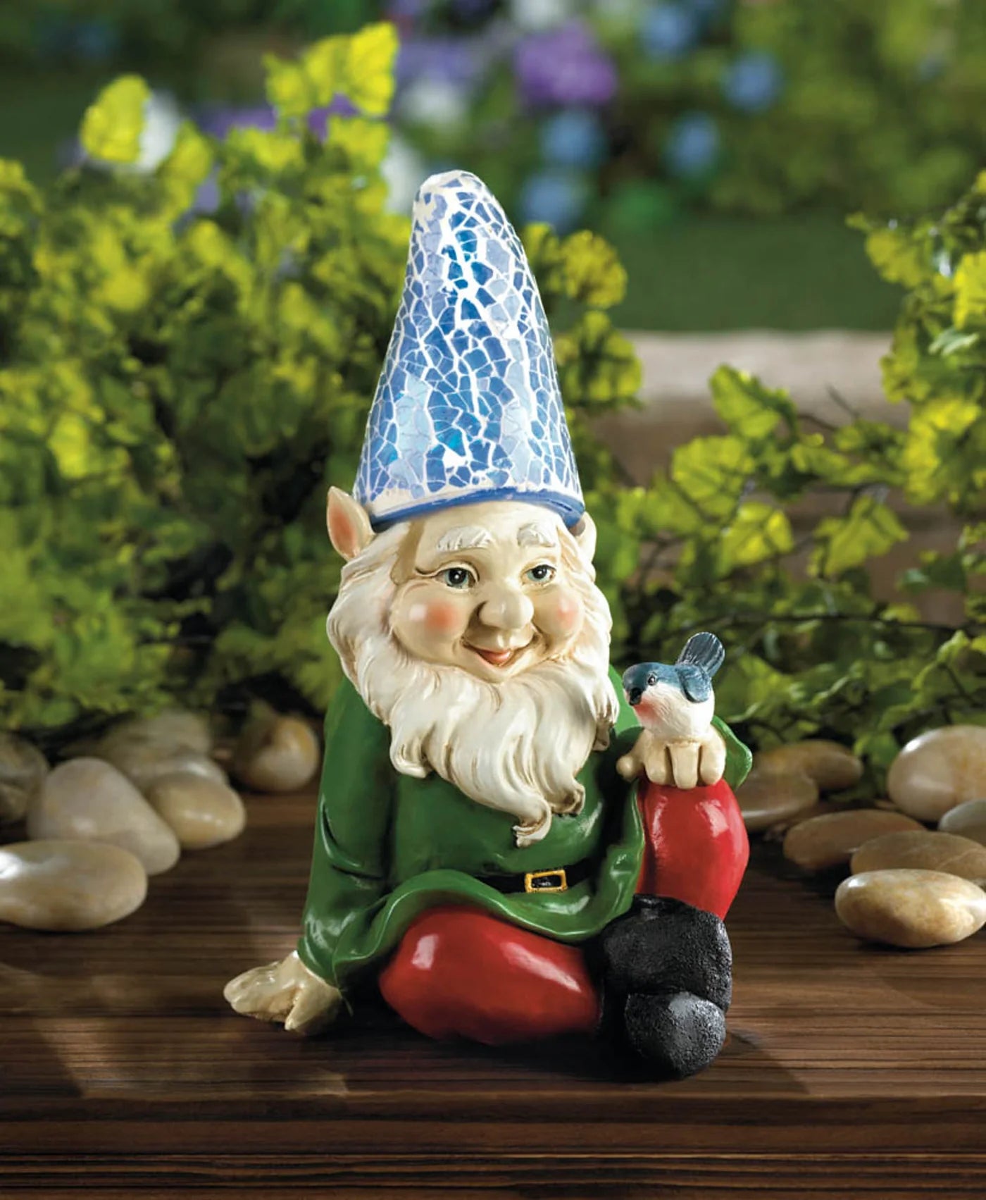 Cheery Gnome Solar Statue