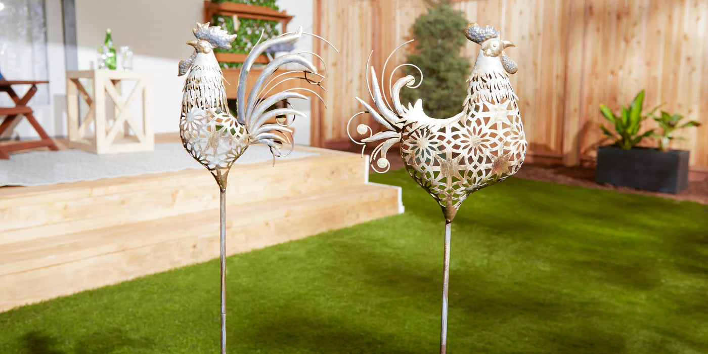 Iron Chicken Garden Stake