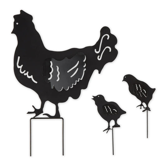 Iron Chicken Family Garden Stakes