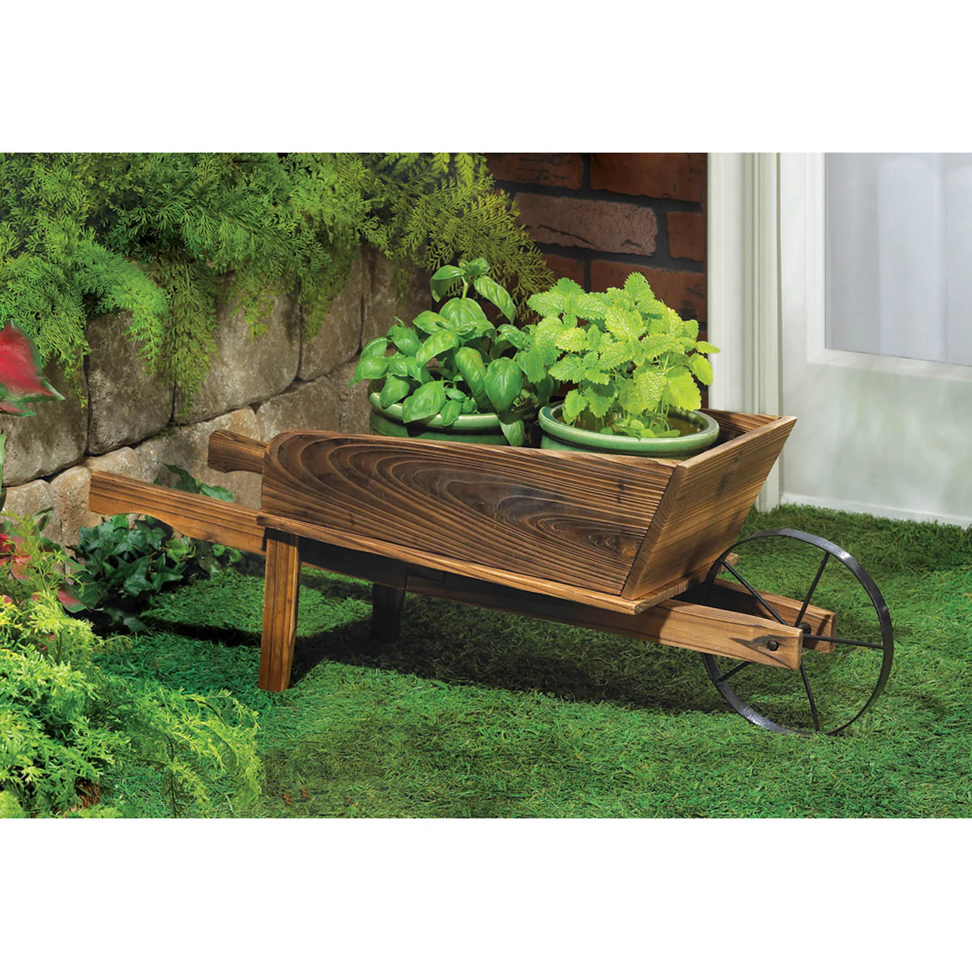 Fir Wood Country Flower Cart Planter