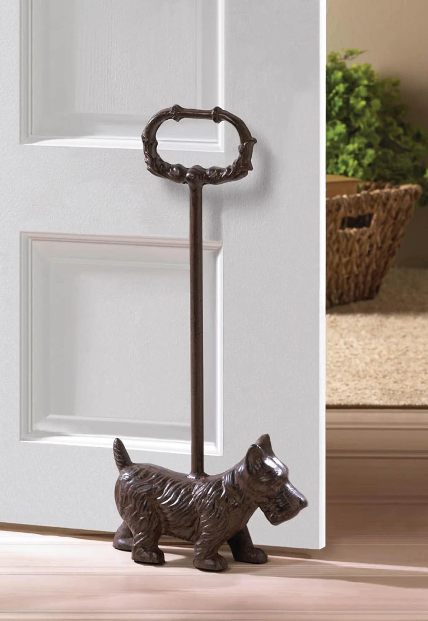 Cast Iron Doggy Door Stop with Handle