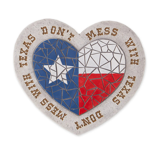 Cement Texas Proud "Don't Mess With Texas" Flag Heart Shaped Stepping Stone