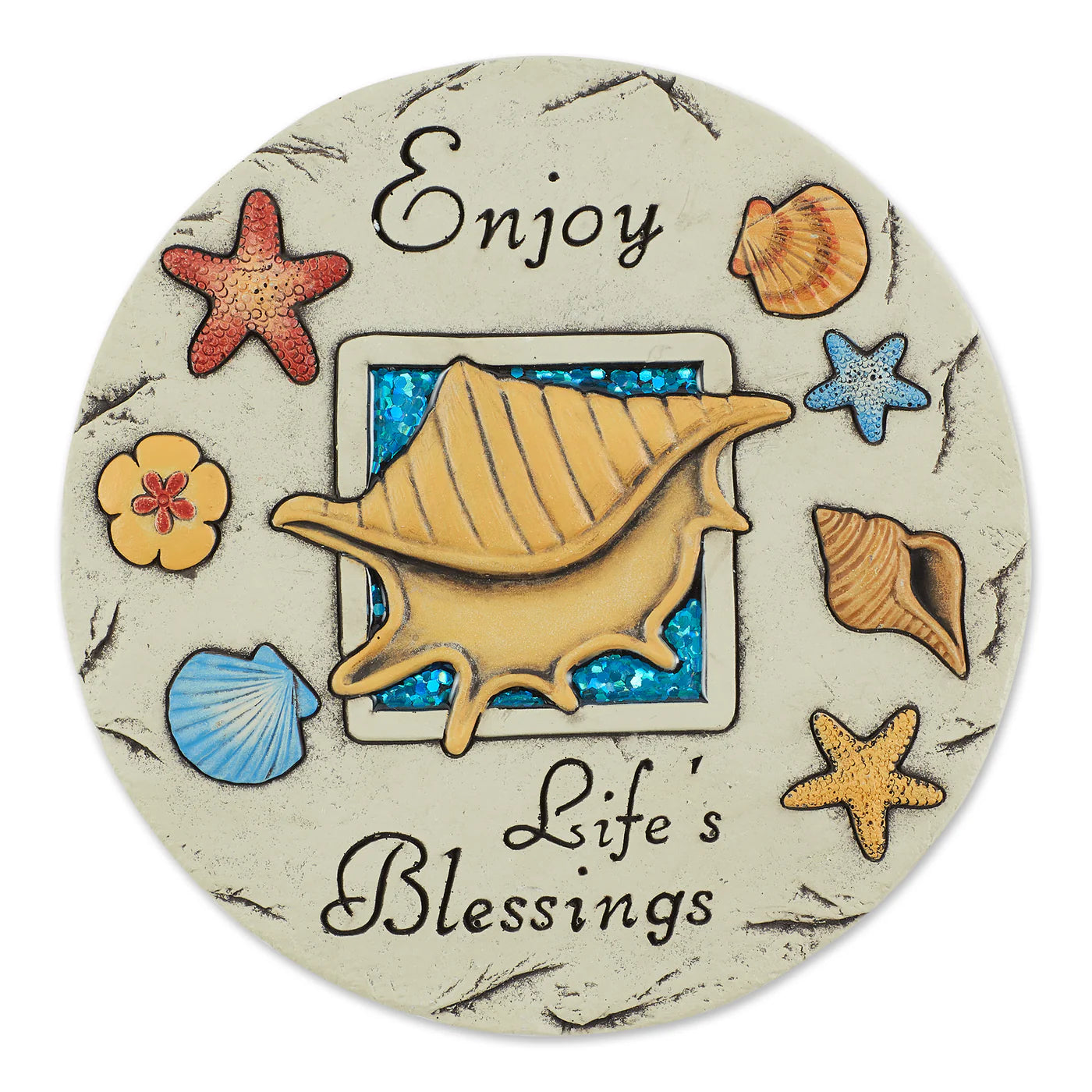 Cement "Enjoy Life's Blessings" Beach Theme Stepping Stone