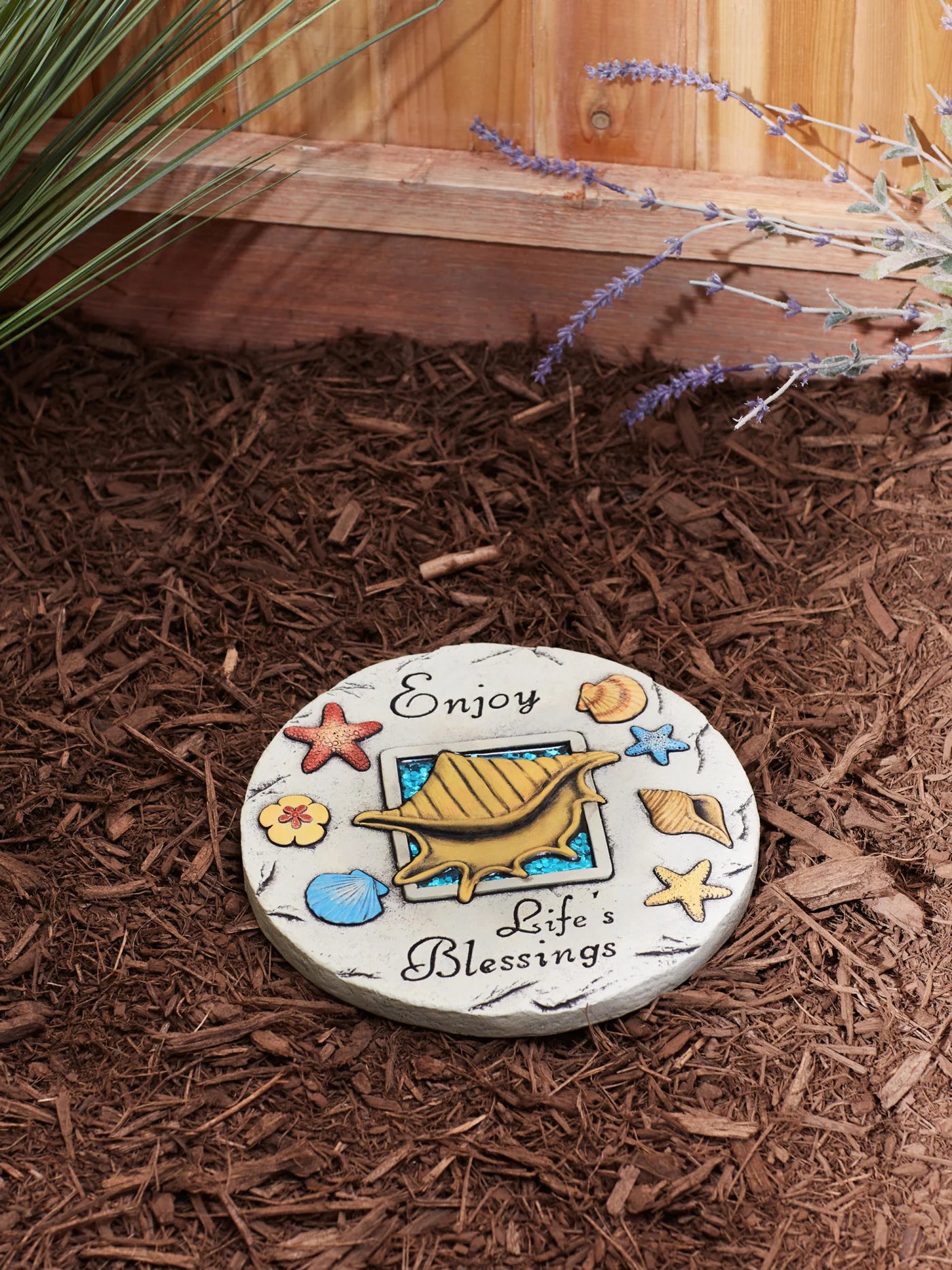 Cement "Enjoy Life's Blessings" Beach Theme Stepping Stone