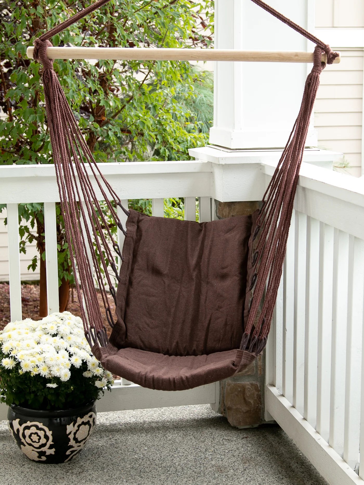 Espresso Cotton Padded Swing Chair