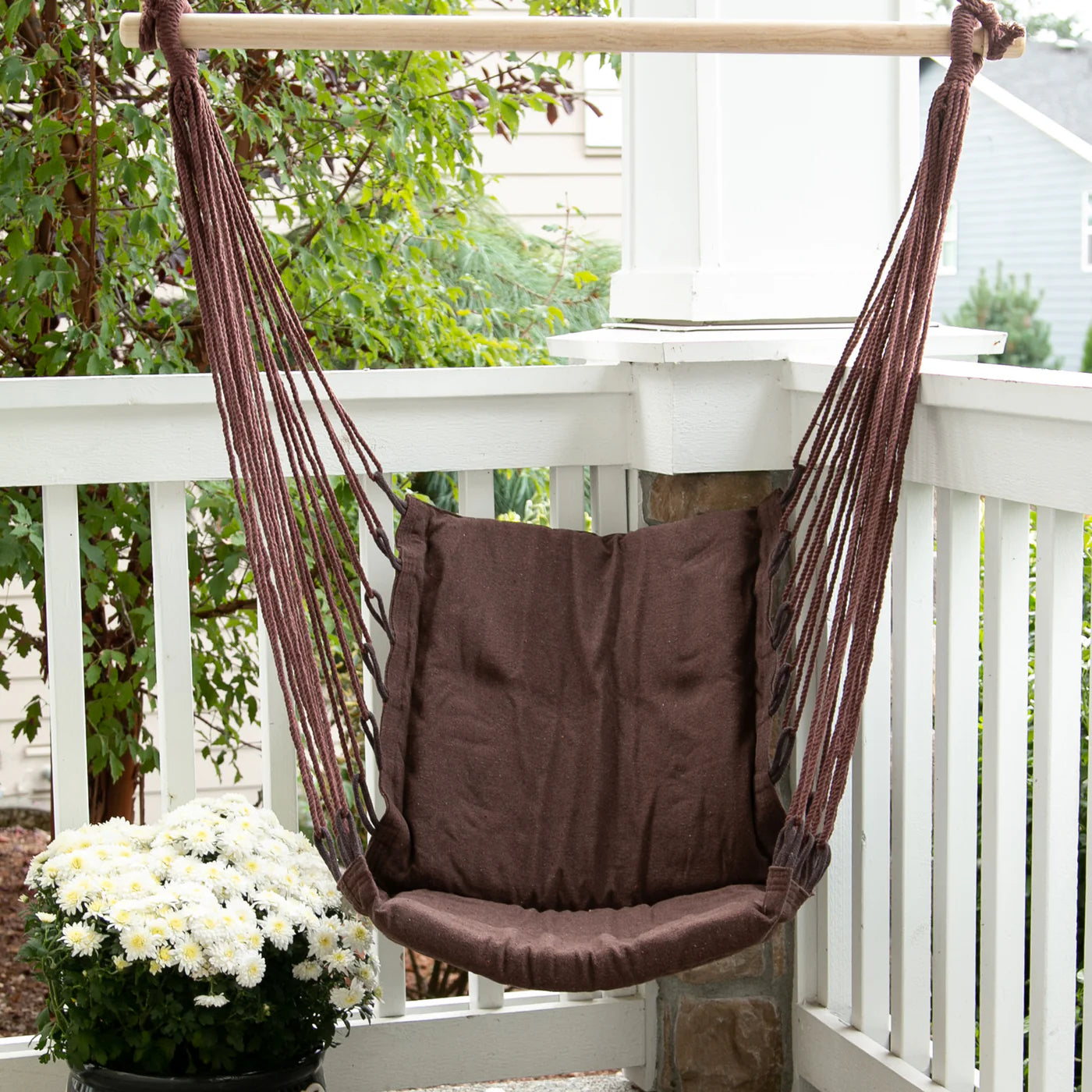 Espresso Cotton Padded Swing Chair