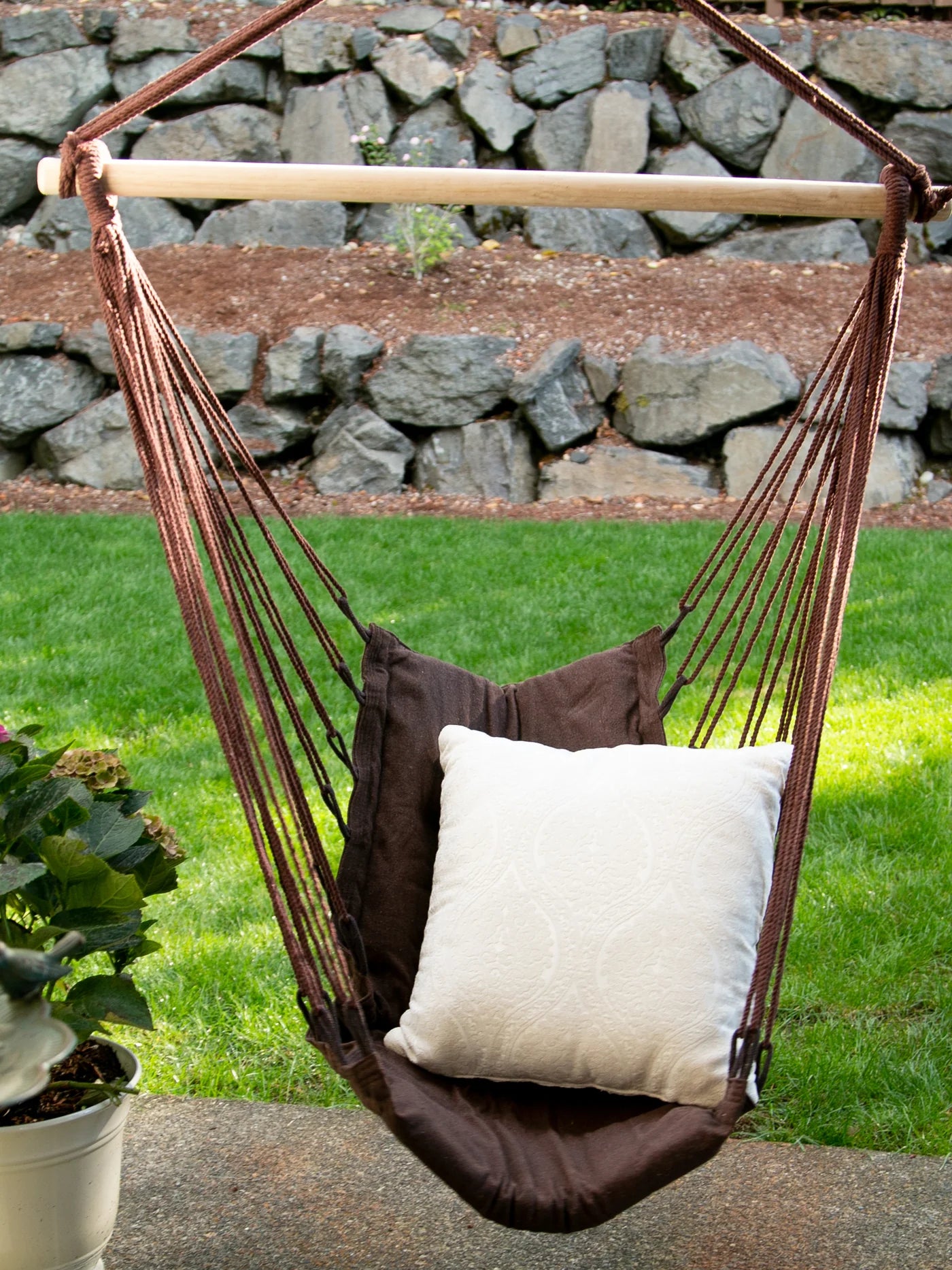 Espresso Cotton Padded Swing Chair