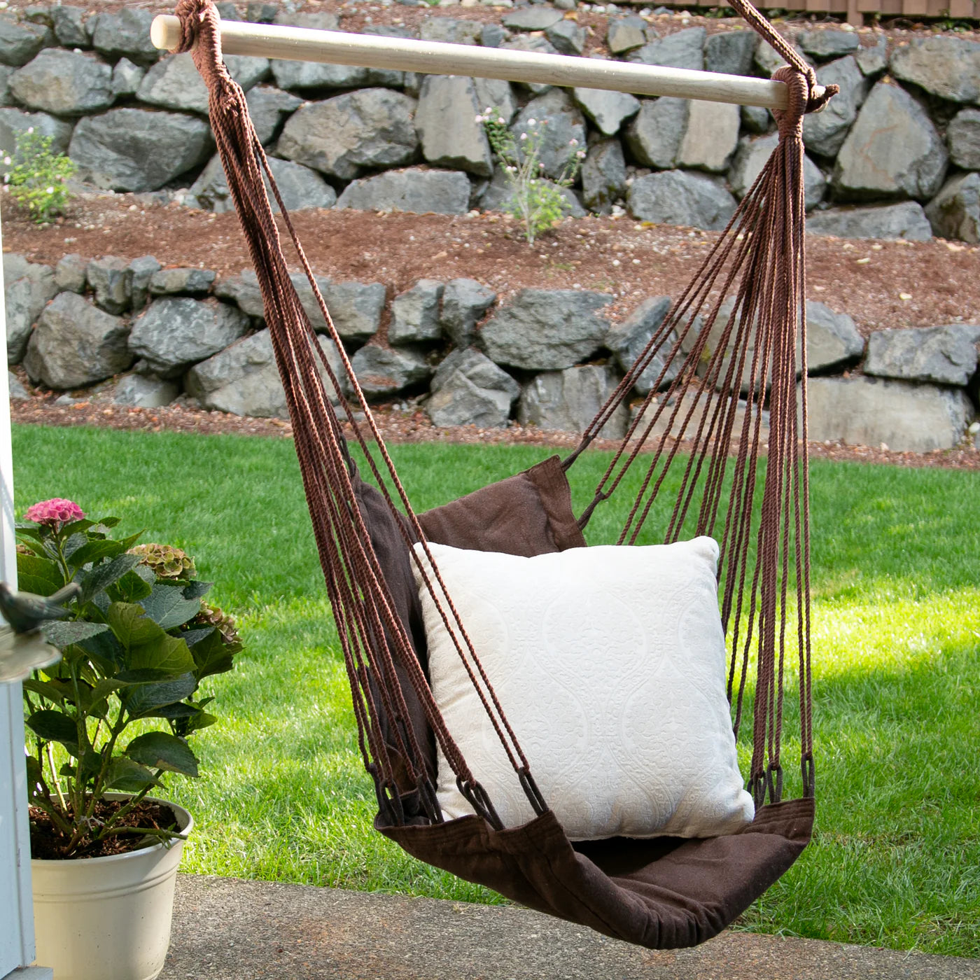 Espresso Cotton Padded Swing Chair