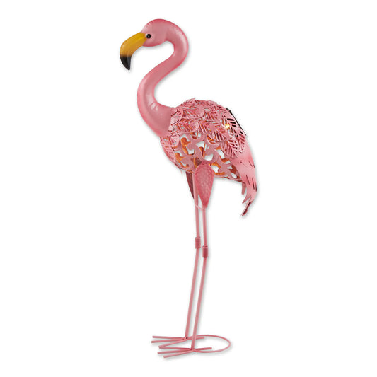 Flamingo Standing Tall Solar Metal Statue