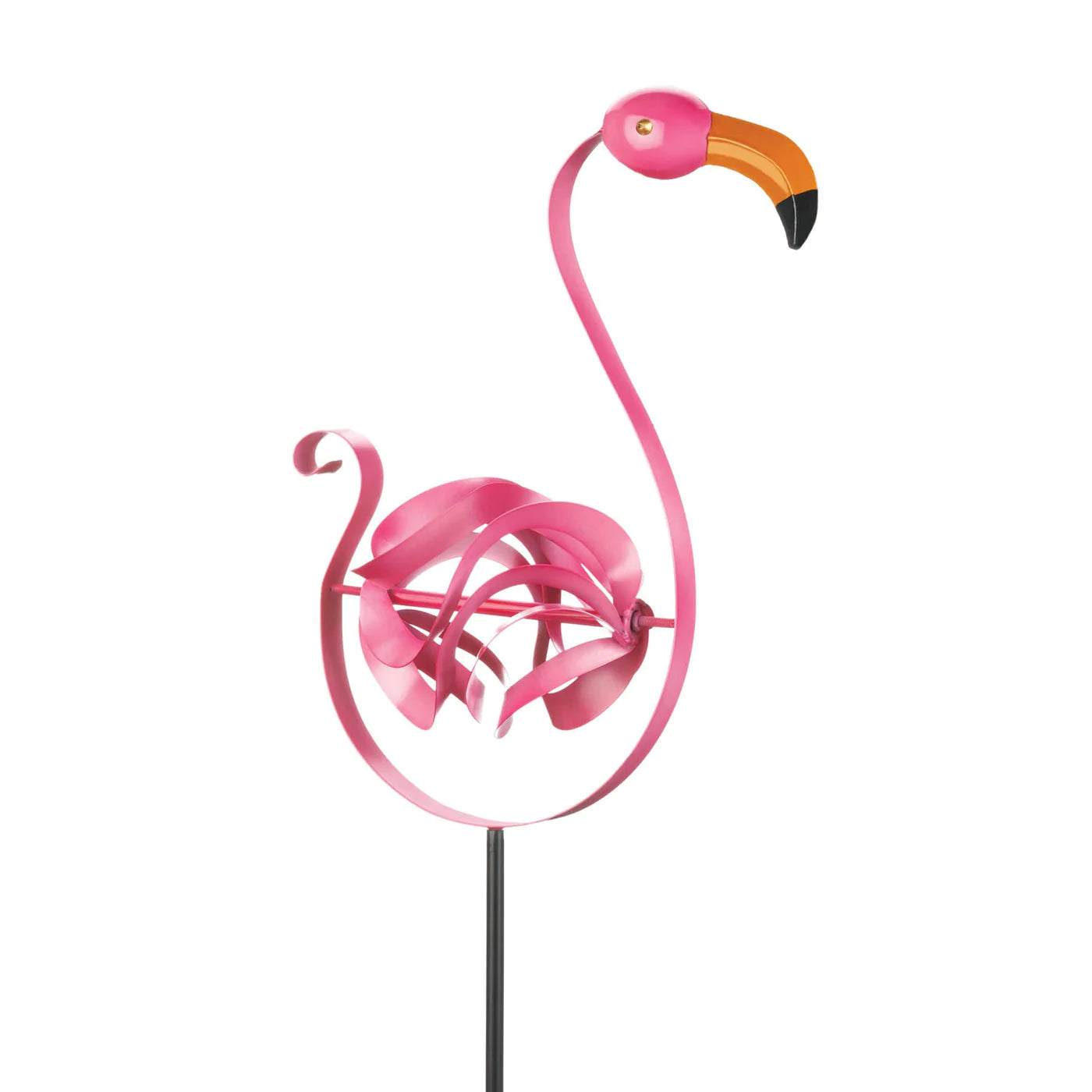 Iron Flamingo Garden Stake with Mindmill