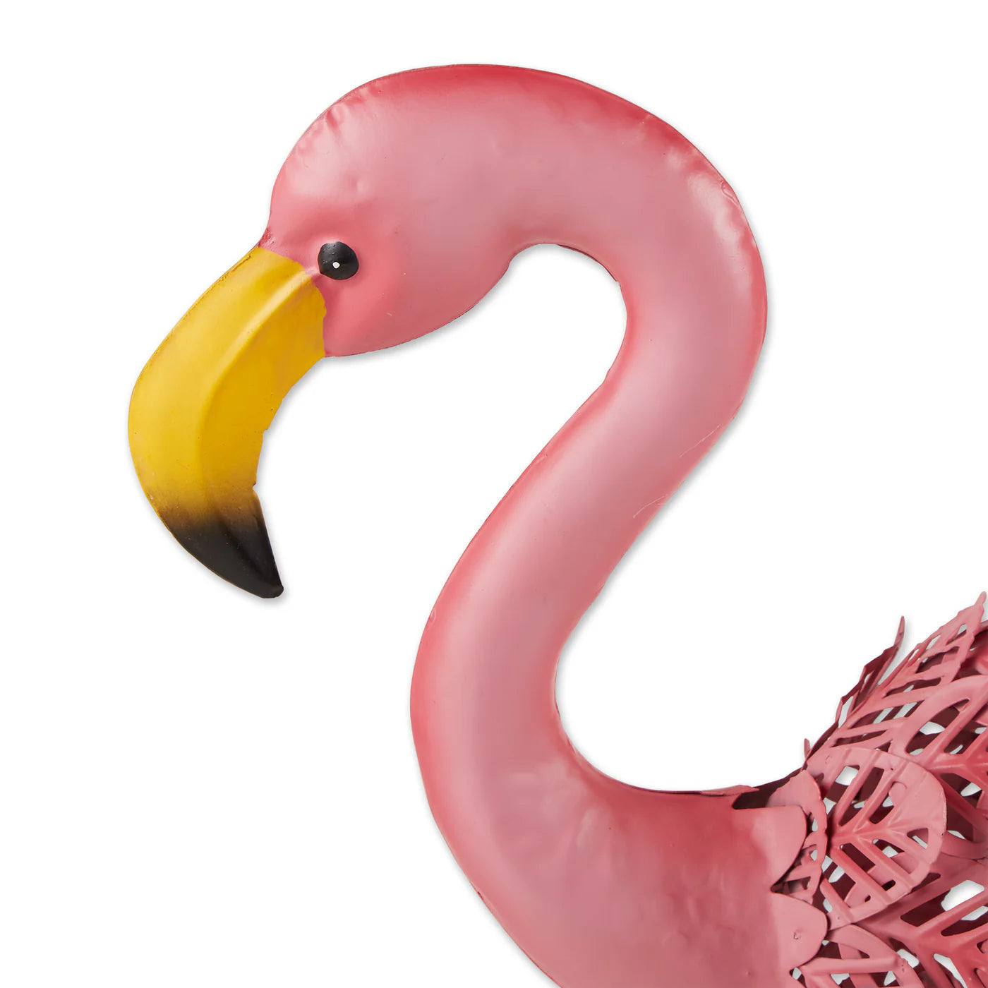 Flamingo Leaning Tall Solar Metal Statue