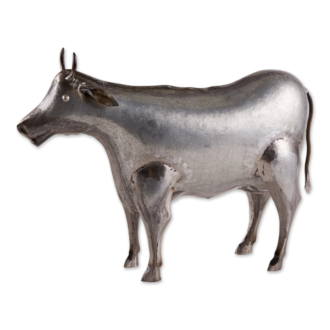 Iron Galvanized Cow Sculpture