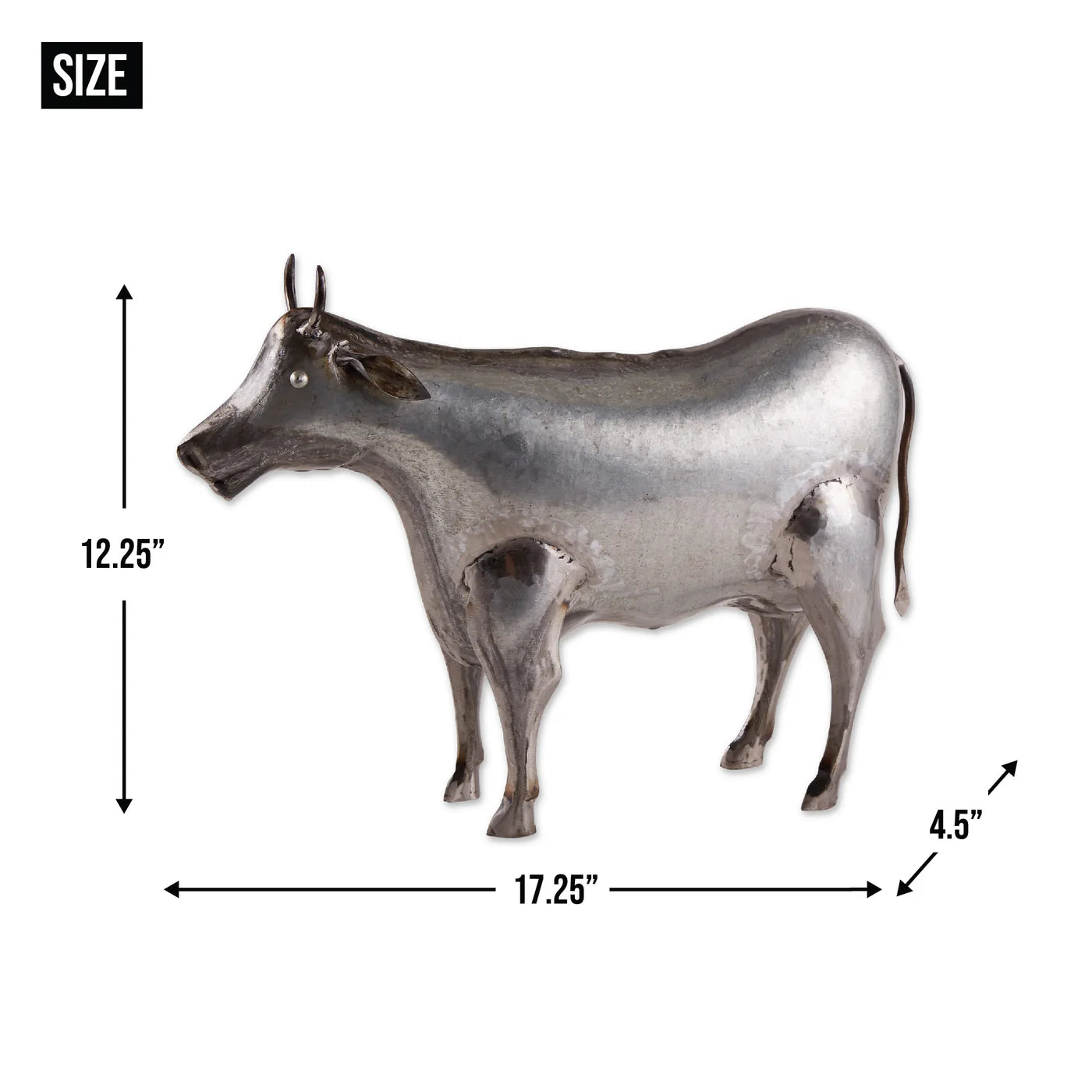 Iron Galvanized Cow Sculpture