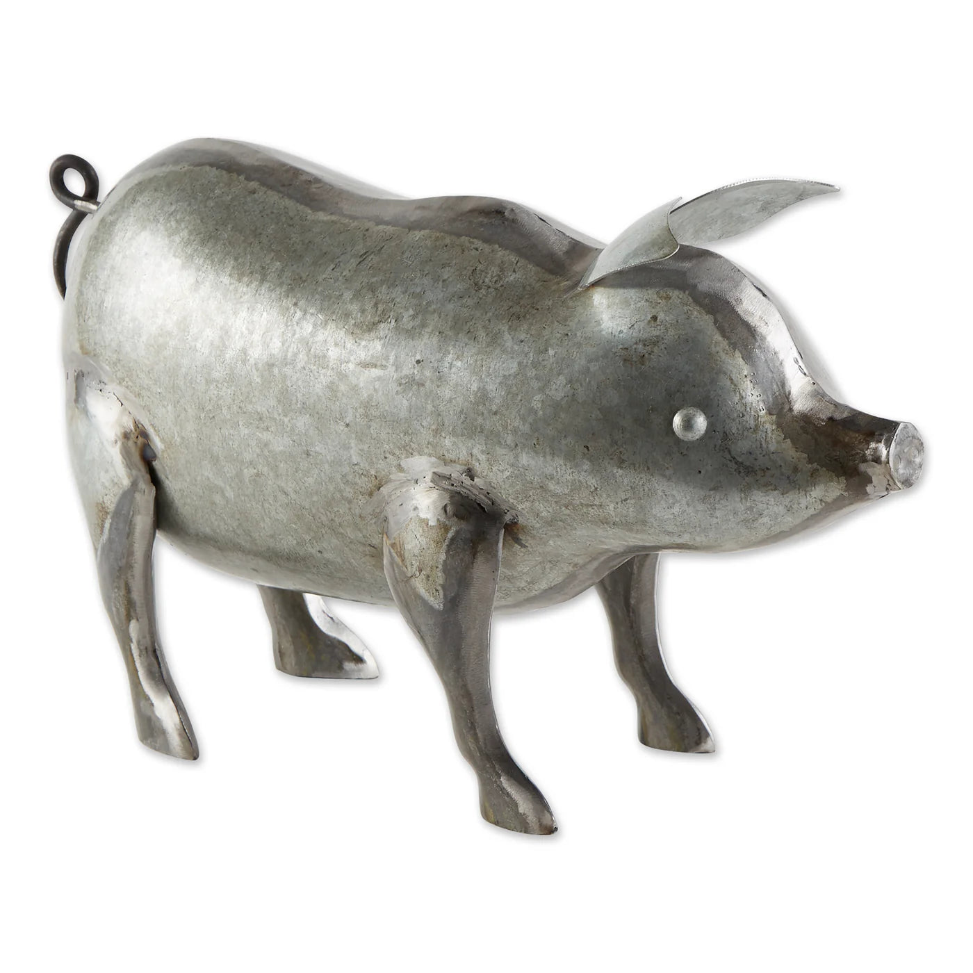 Iron Galvanized Pig Sculpture