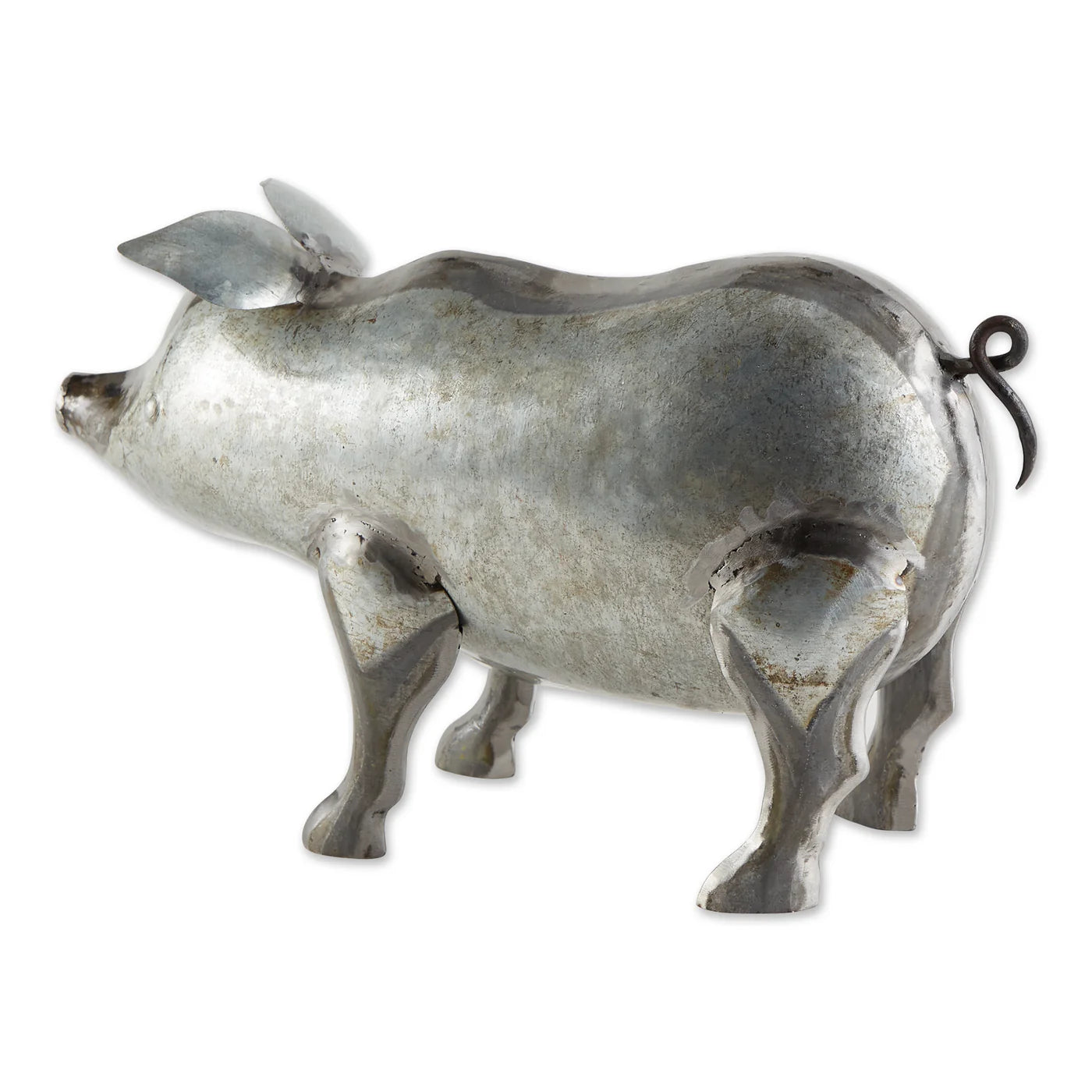 Iron Galvanized Pig Sculpture