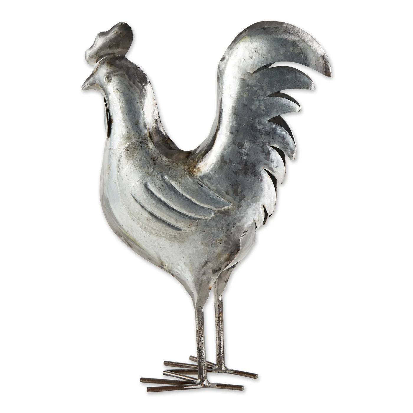 Iron Galvanized Rooster Sculpture