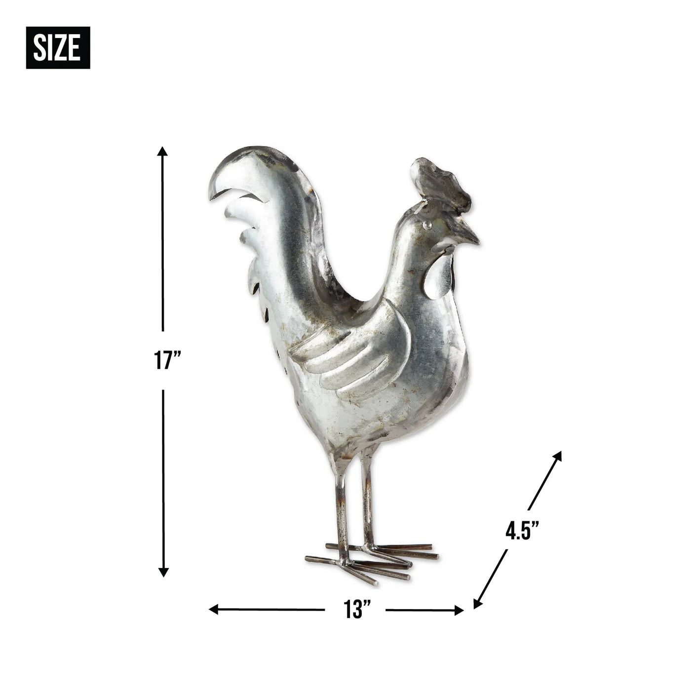 Iron Galvanized Rooster Sculpture