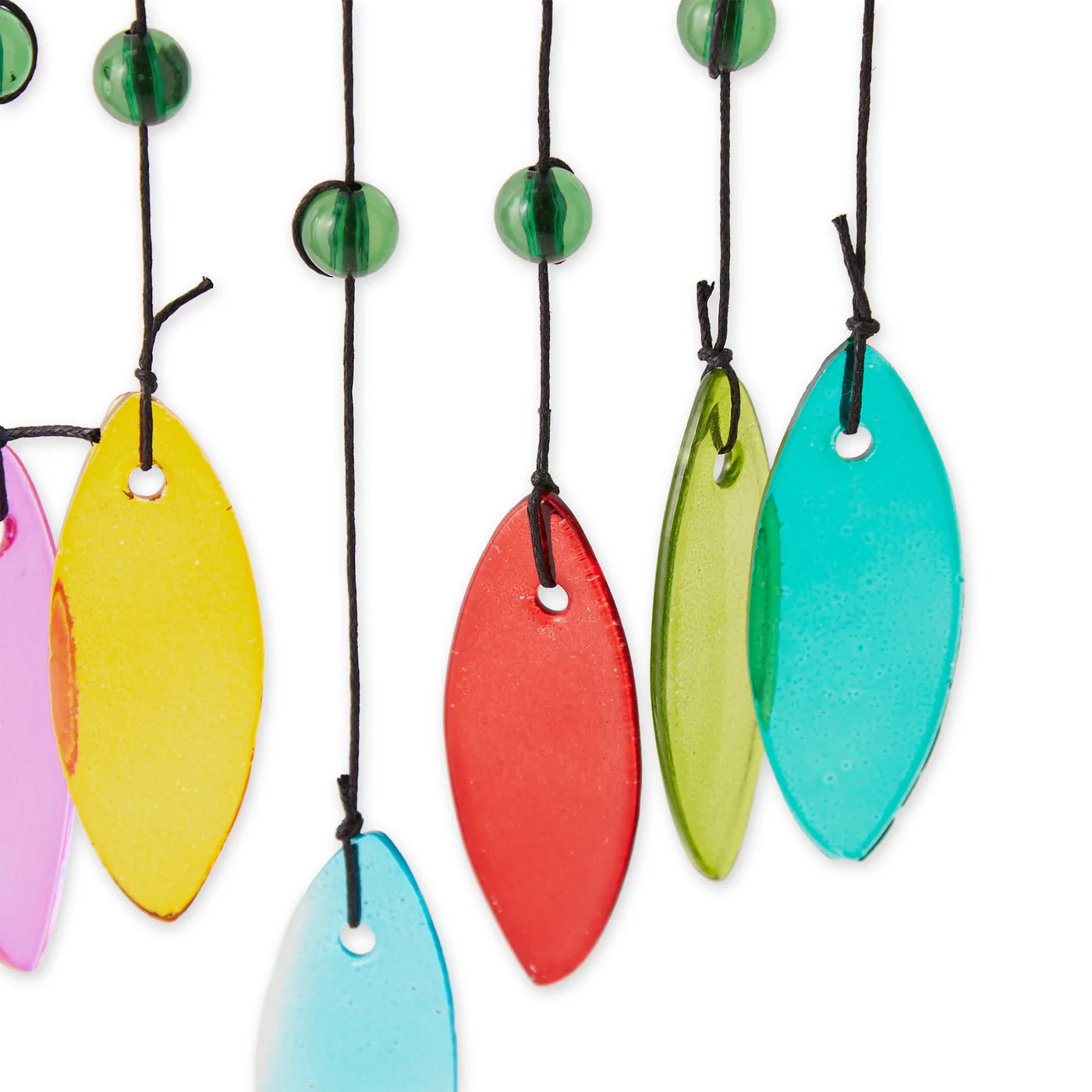 Glass Leaves Wind Chime with Butterfly Iron Ornament