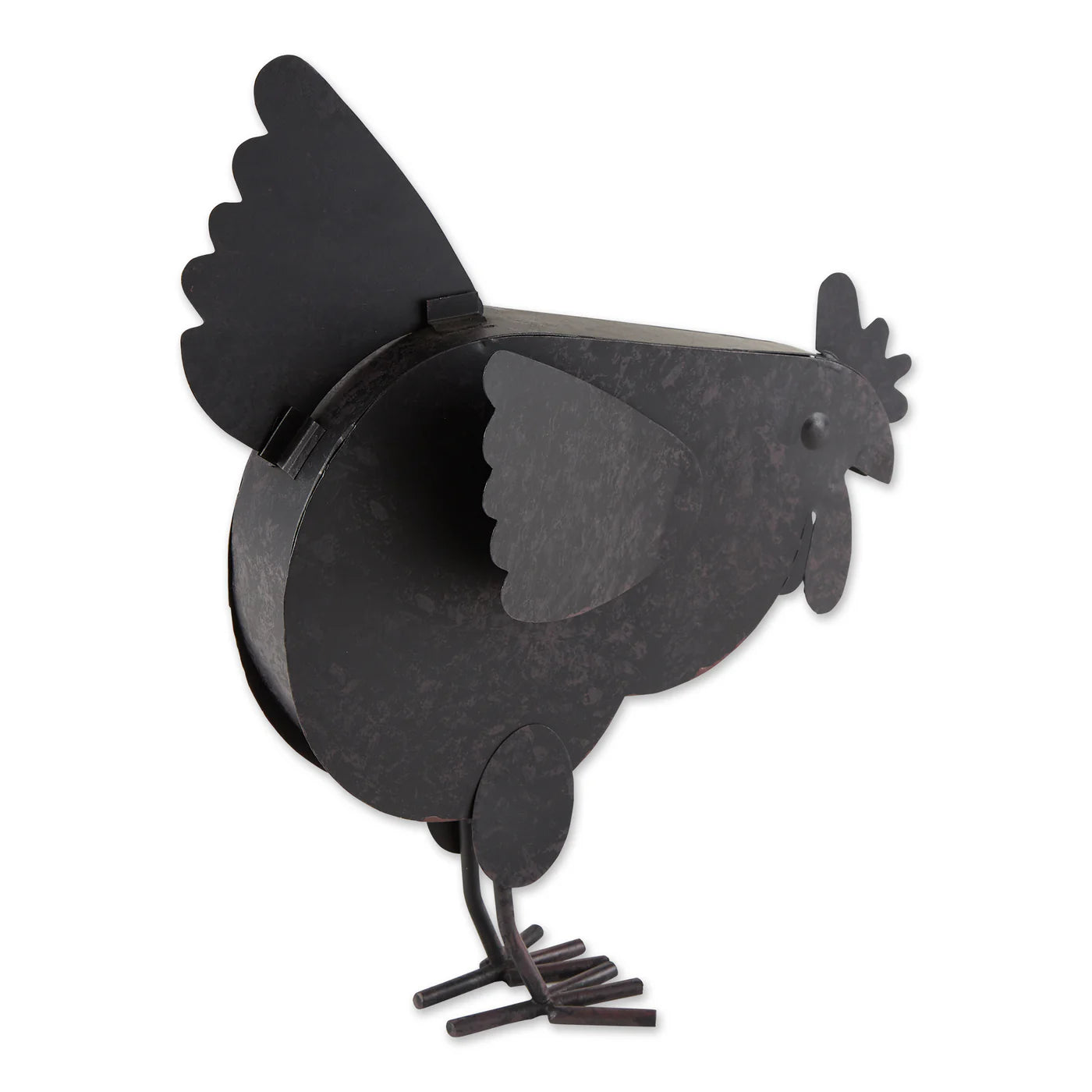 Metal Hen with Chicks Sculpture