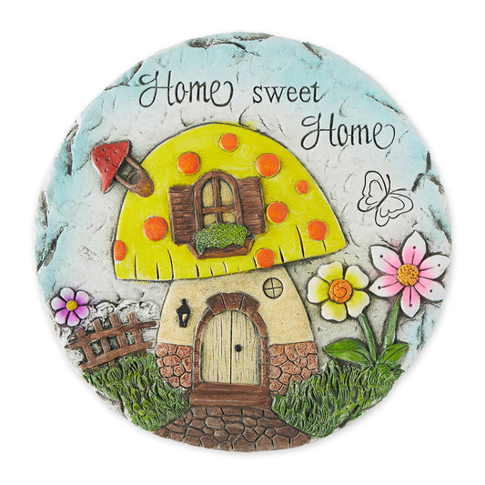 Cement "Home Sweet Home" Mushroom Stepping Stone