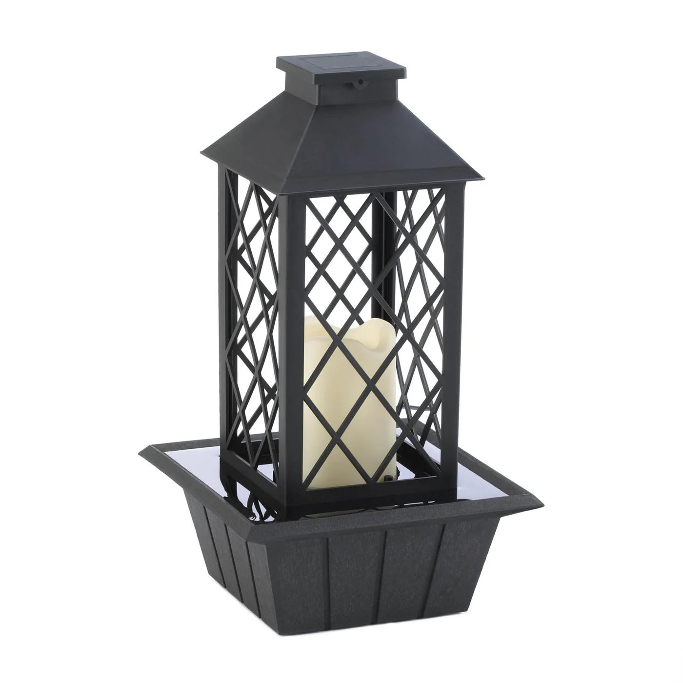 Black Lantern LED Tabletop Fountain