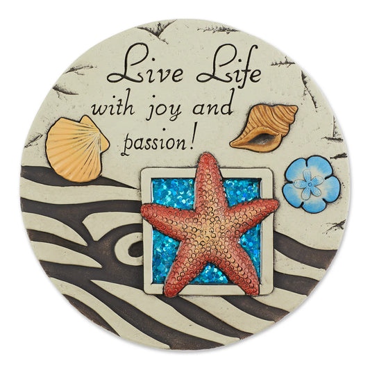 Cement "Live Life With Joy and Passion" Beach Theme Stepping Stone