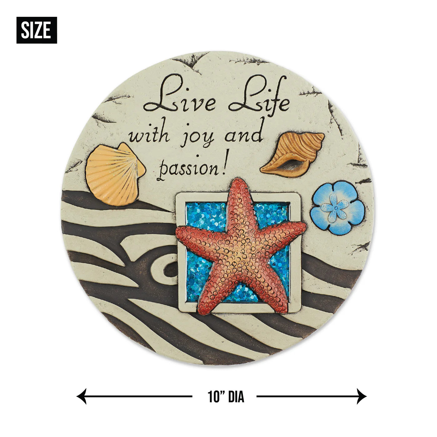 Cement "Live Life With Joy and Passion" Beach Theme Stepping Stone