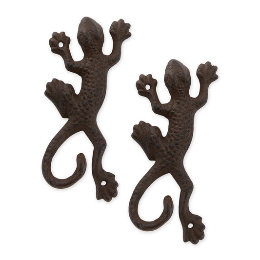 Cast Iron Lizard Wall Hooks Set of Two