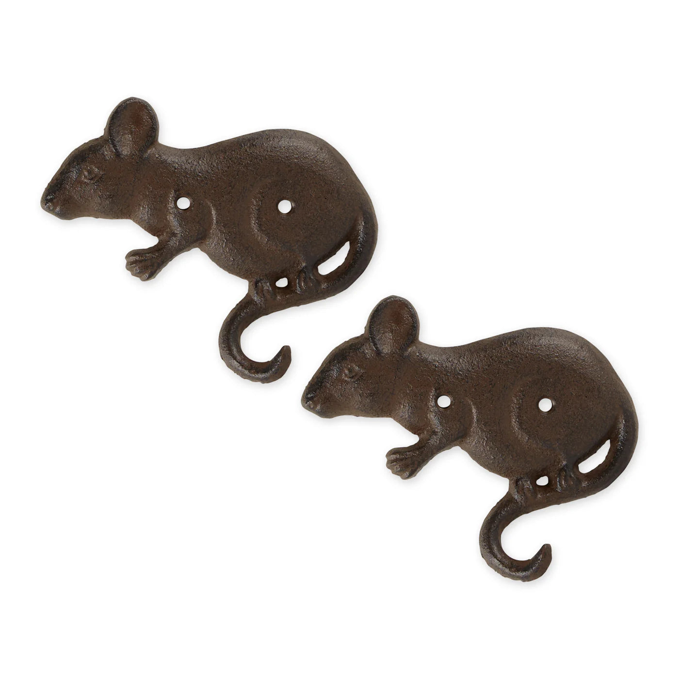 Cast Iron Mouse Wall Hooks Set of Two