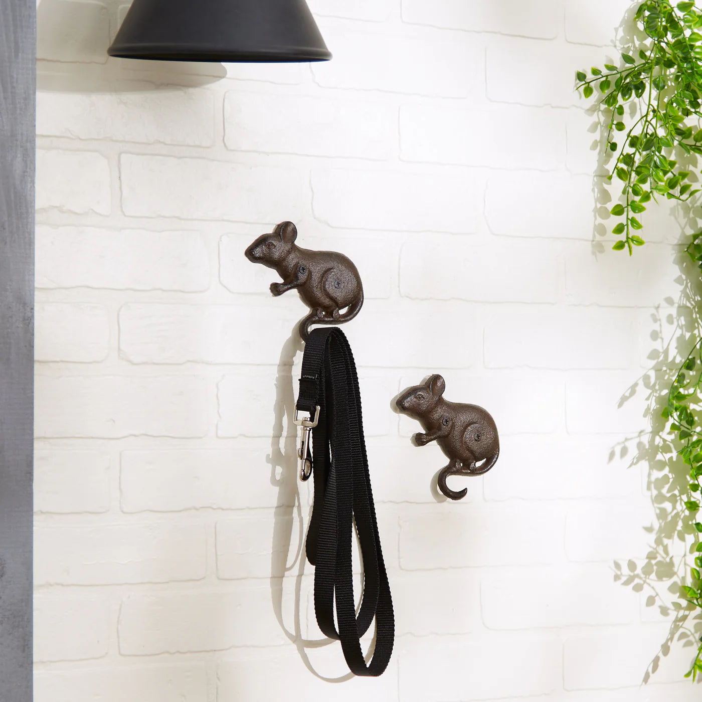 Cast Iron Mouse Wall Hooks Set of Two