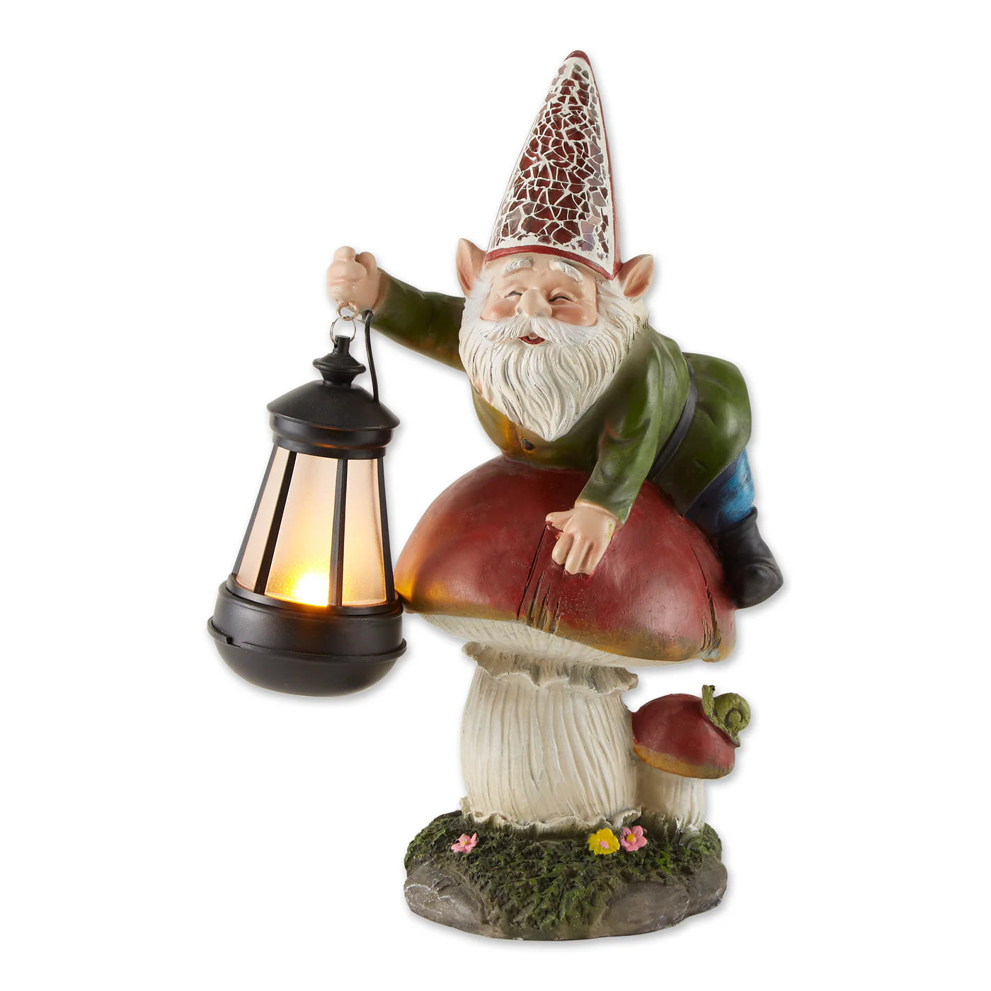 Gnome on a Mushroom Solar Statue