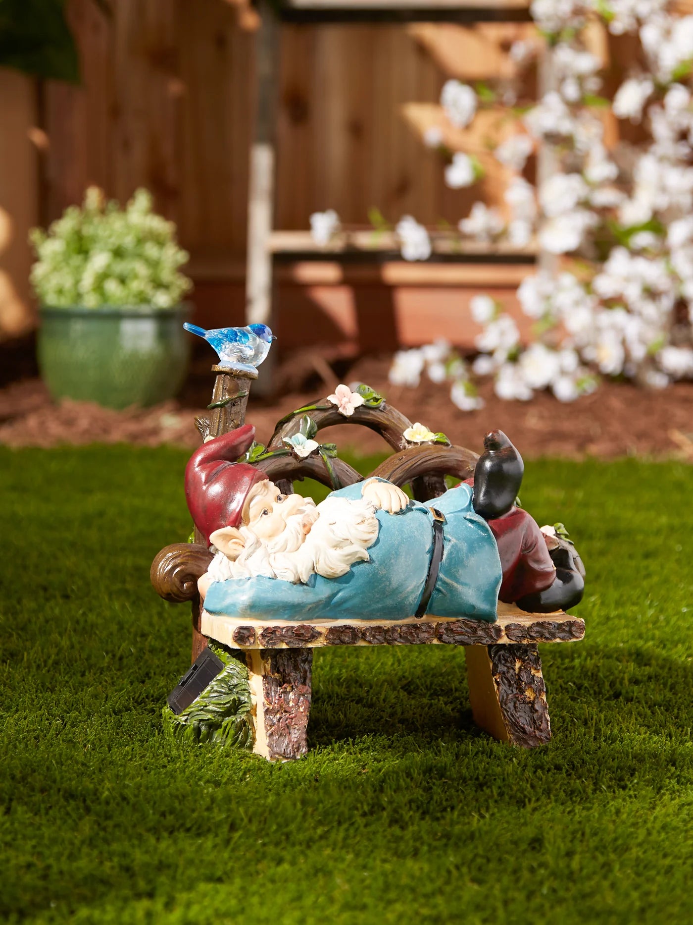 Afternoon Napping Gnome Solar Statue