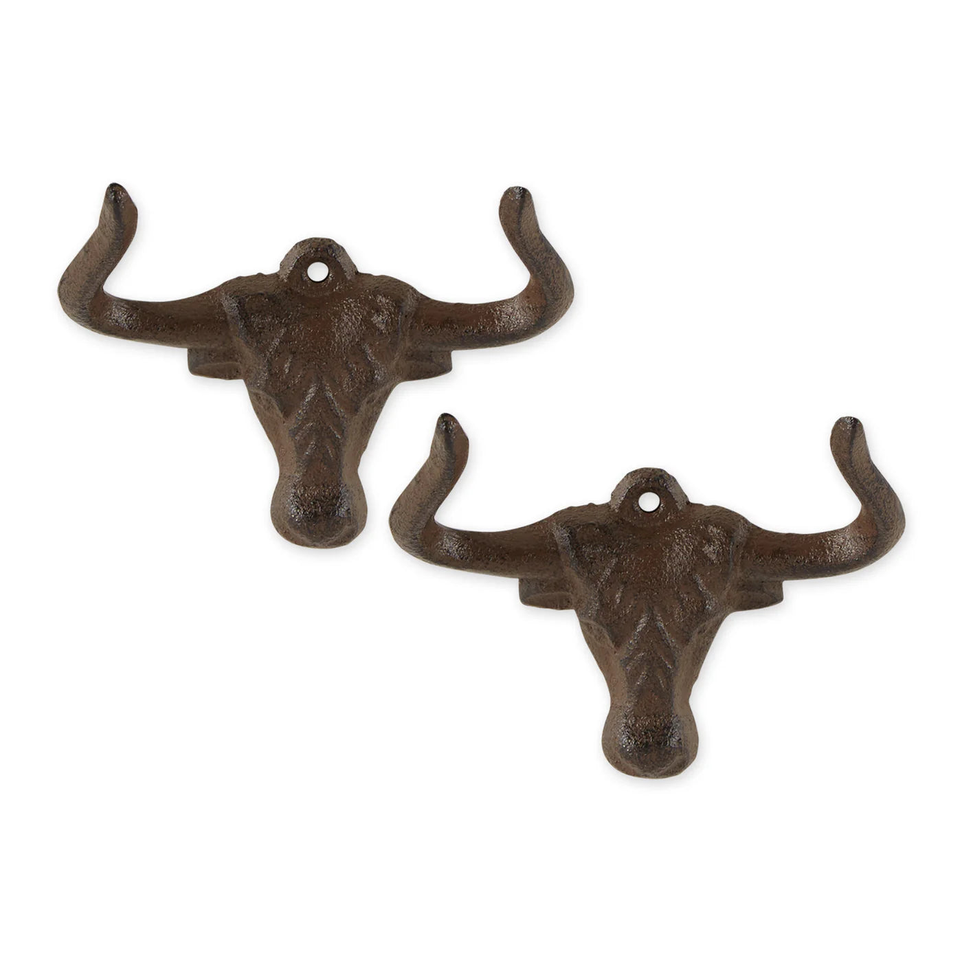 Cast Iron Ox Wall Hooks Set of Two