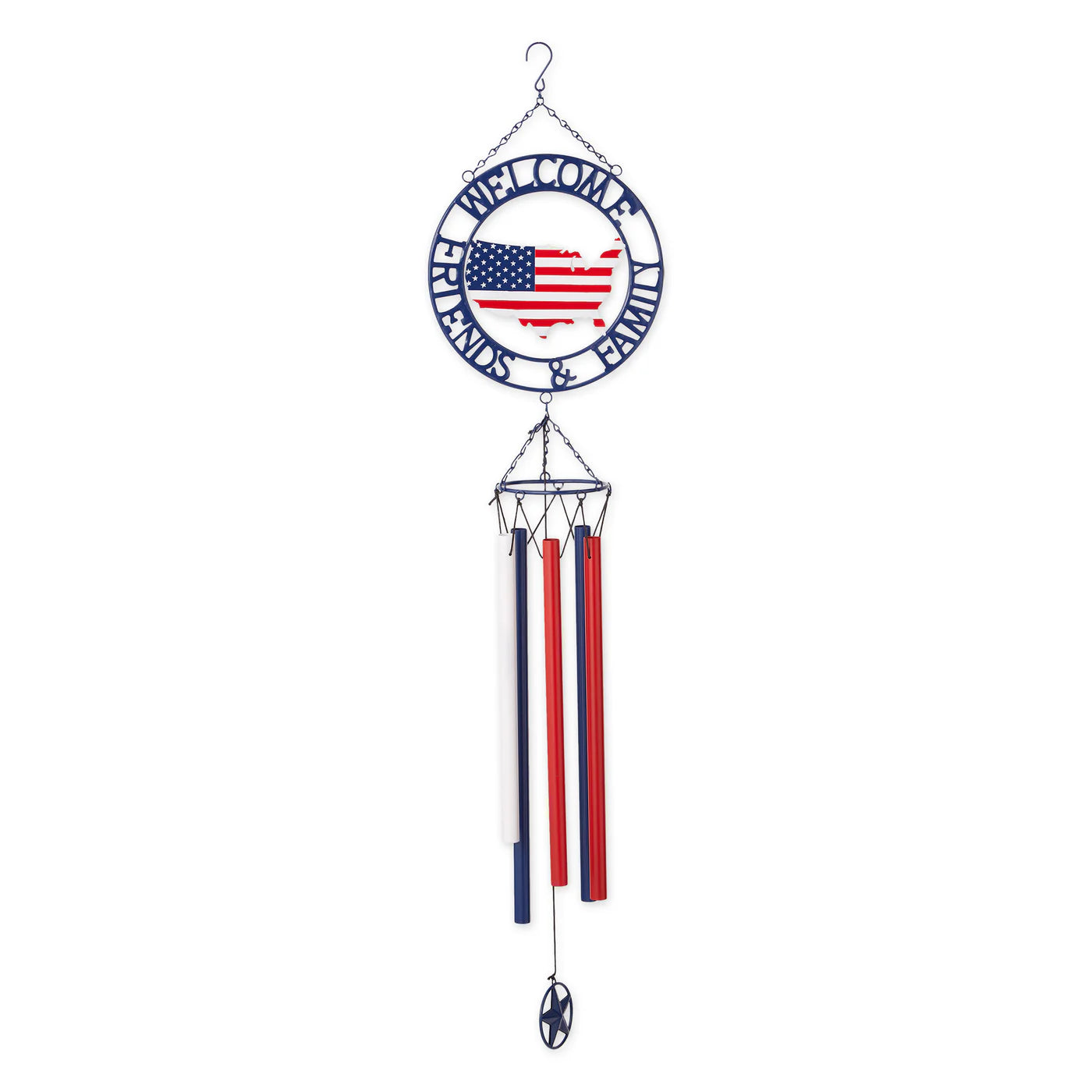 "Welcome Friends & Family" Patriotic Weathervane Wind Chime