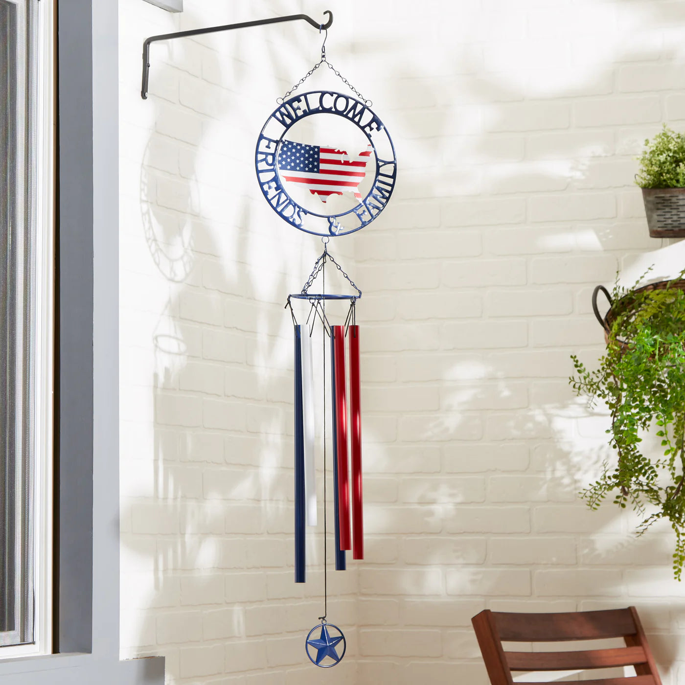 "Welcome Friends & Family" Patriotic Weathervane Wind Chime