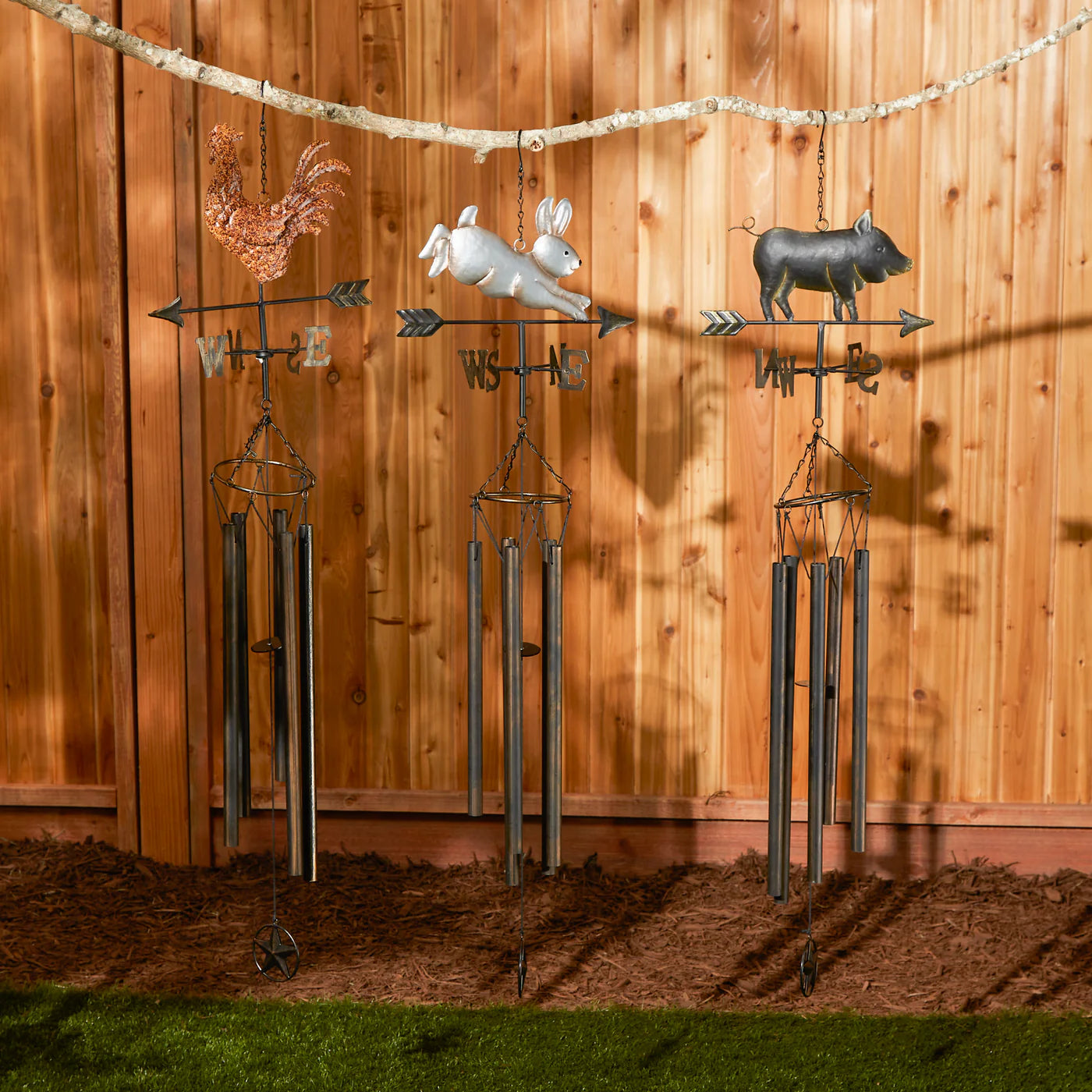 "Welcome Friends & Family" Patriotic Weathervane Wind Chime