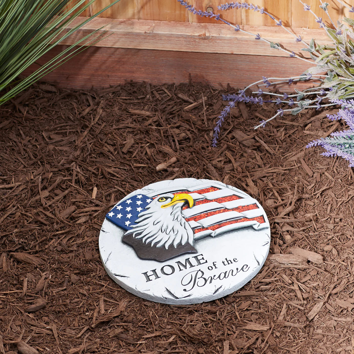 Cement "Home of the Brave" Bald Eagle Stepping Stone