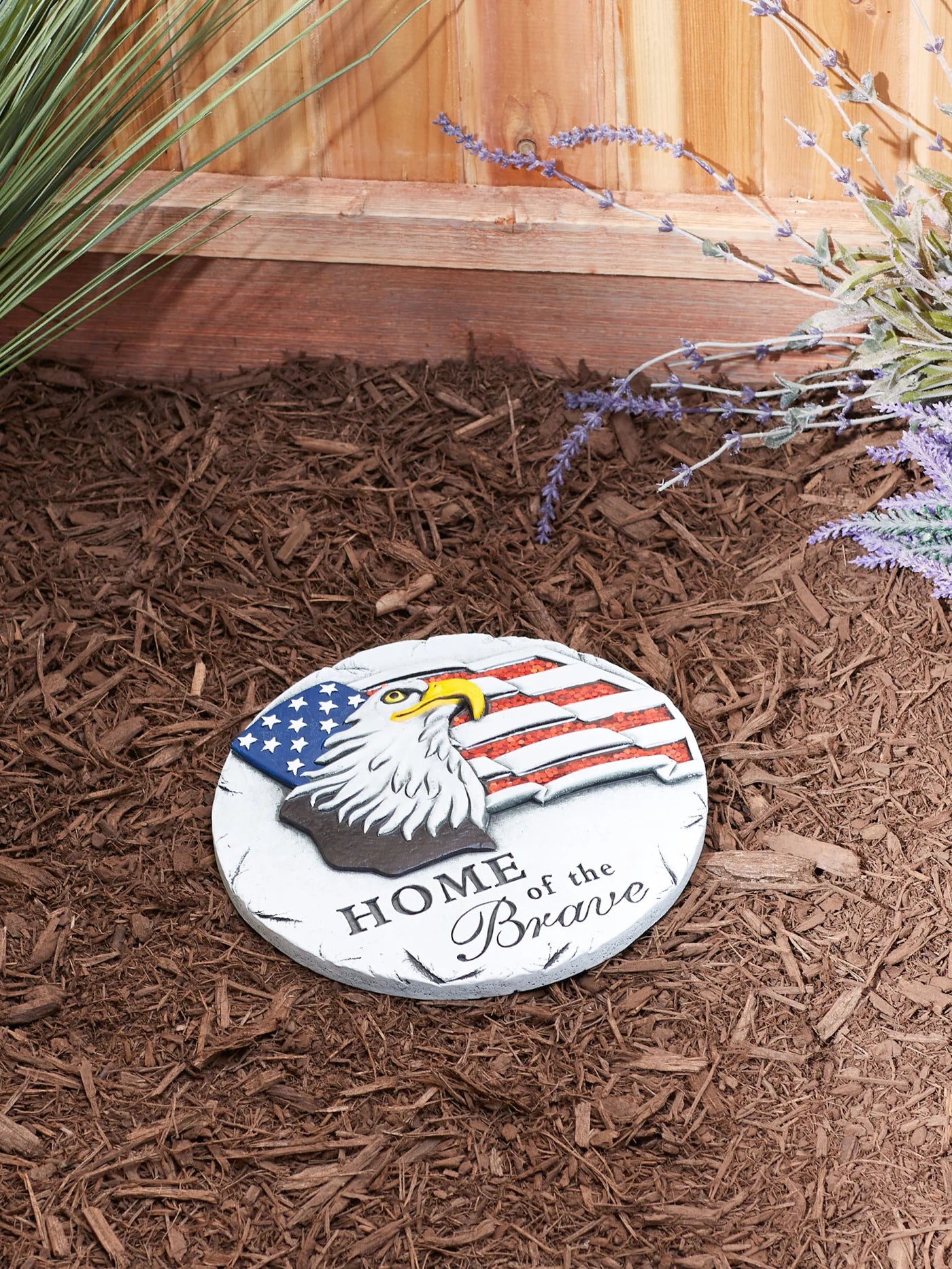 Cement "Home of the Brave" Bald Eagle Stepping Stone