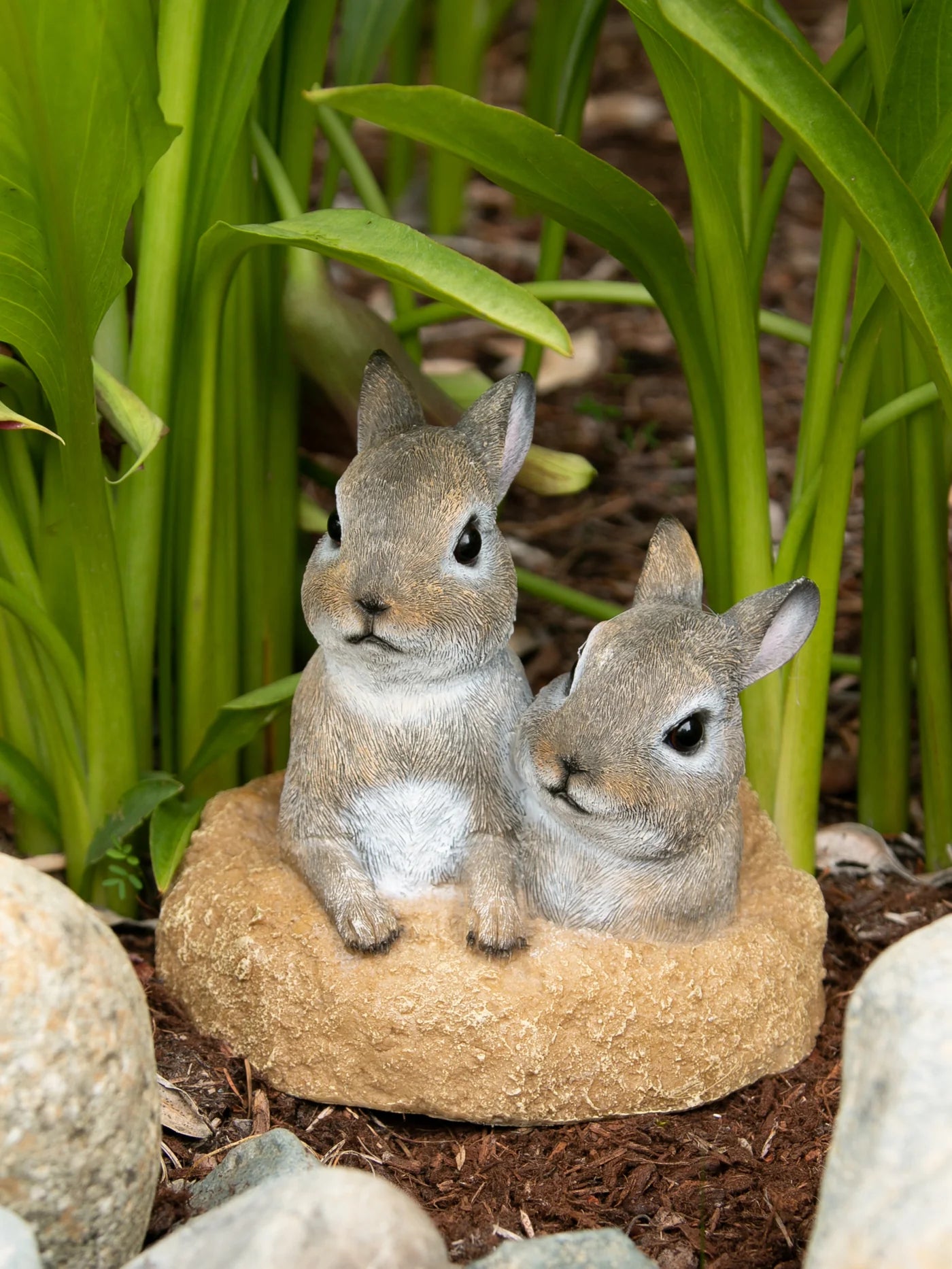 Peek A Boo Bunnies Garden Statue